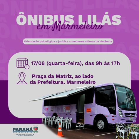 Ônibus Lilás estará em Marmeleiro 