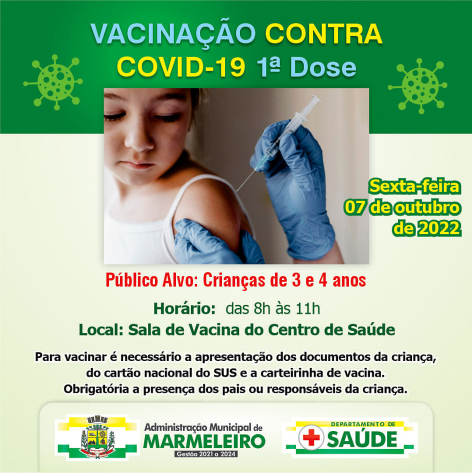 Vacinação para Covid-19 para crianças de 3 a 4 anos