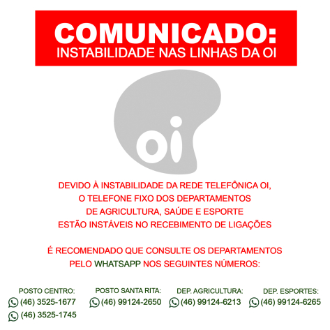 COMUNICADO: Instabilidade das Linhas Telefônicas da Oi