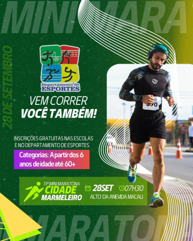 Departamento de Esportes convida para a 11° Mini Maratona de Marmeleiro 