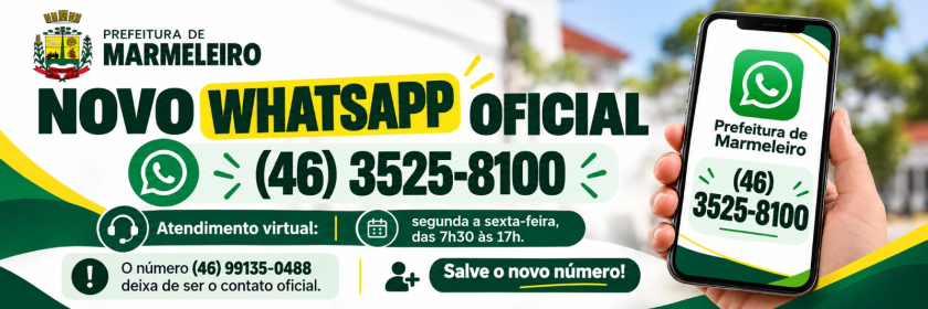 Prefeitura de Marmeleiro informa mudança no número do WhatsApp oficial
