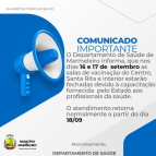 Saúde emite comunicado sobre vacinação.