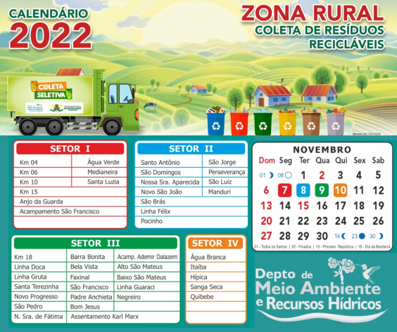 Inicia na Próxima Semana a Coleta de Resíduos Recicláveis na Zona Rural do Mês de Novembro.