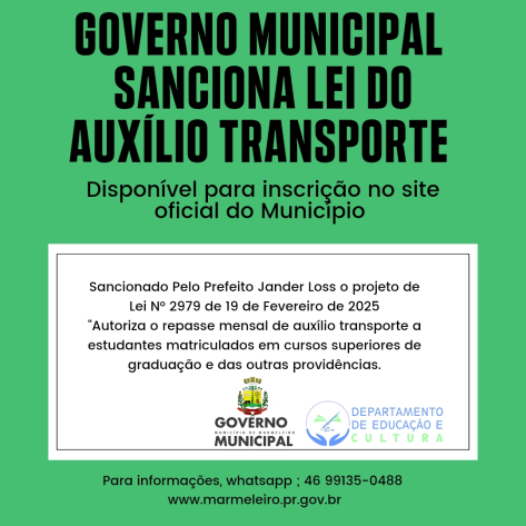 Governo Municipal Sanciona lei do auxílio transporte 