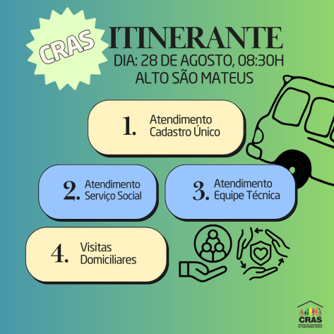 Cras itinerante estará no Distrito Alto São Mateus 