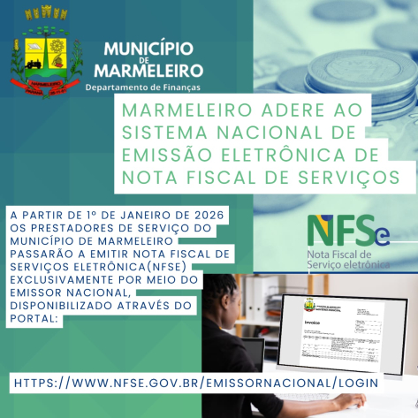 Marmeleiro Adere ao sistema Nacional de emissão eletrônica de nota fiscal de serviços 