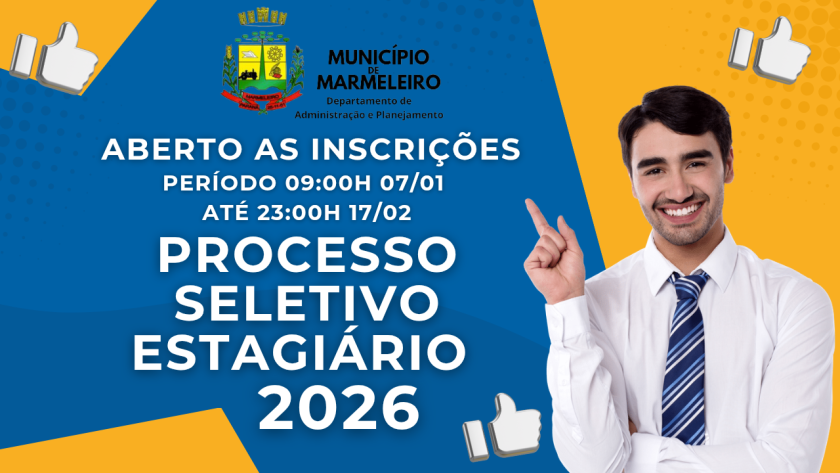 Aberto as inscrições para o Processo seletivo de Estagiário 